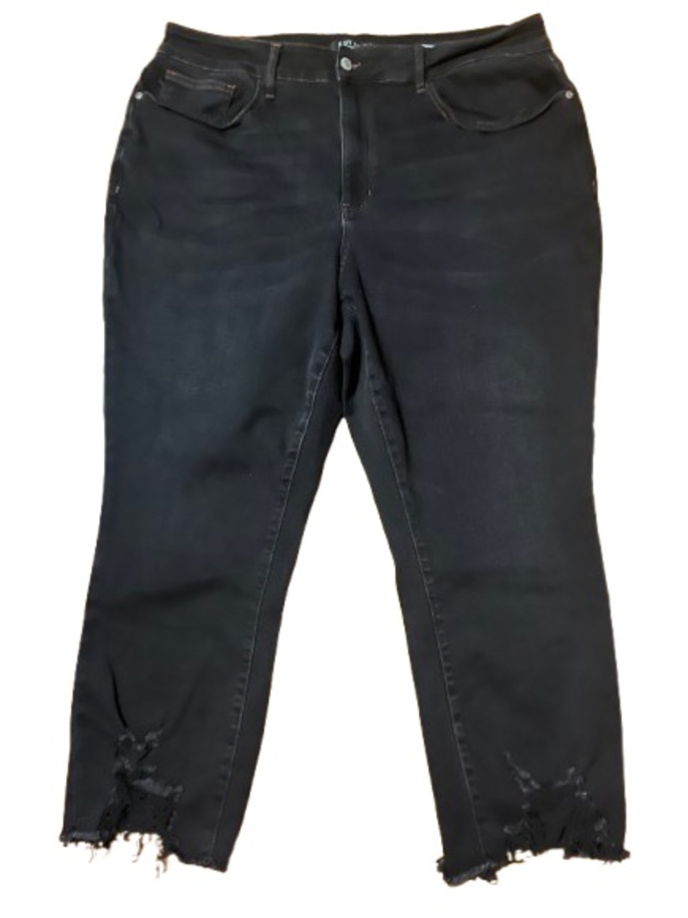 Judy Blue Los Angeles Cropped Straight Black Distressed Women’s Jeans Size 22W